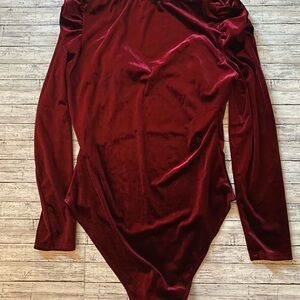 Charlotte Russe Velvet Maroon Bodysuit